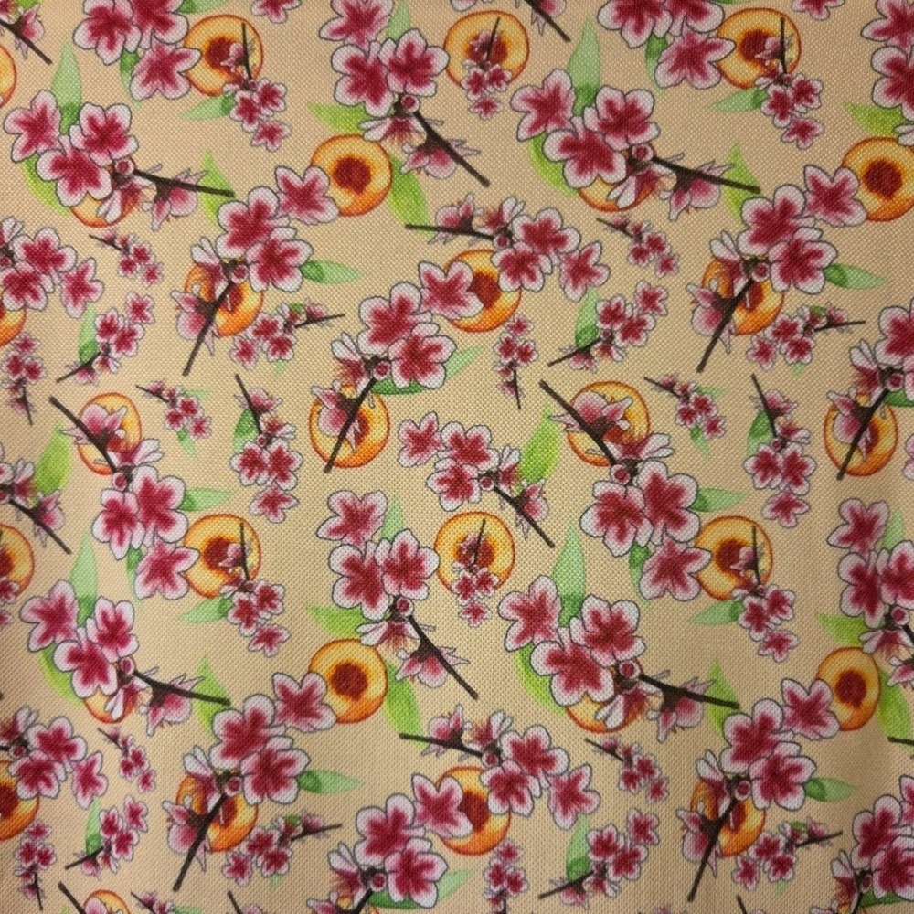 Breakfast Ball RSVLTS Mens Peach Cherry Blossom Floral Golf Polo Shirt Tan Large - Picture 3 of 4